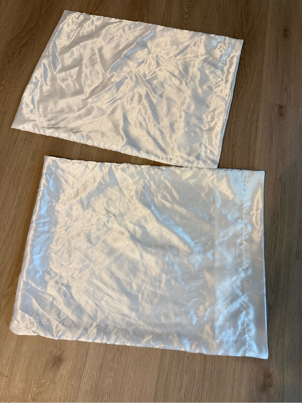 2 standard size White Satin pillowcases - Sleek Silky Finish